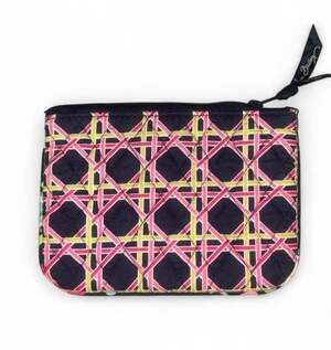 Vera Bradley Ribbons Pattern Small Quilted Cosmetic Bag Coin Pouch Small Zippere